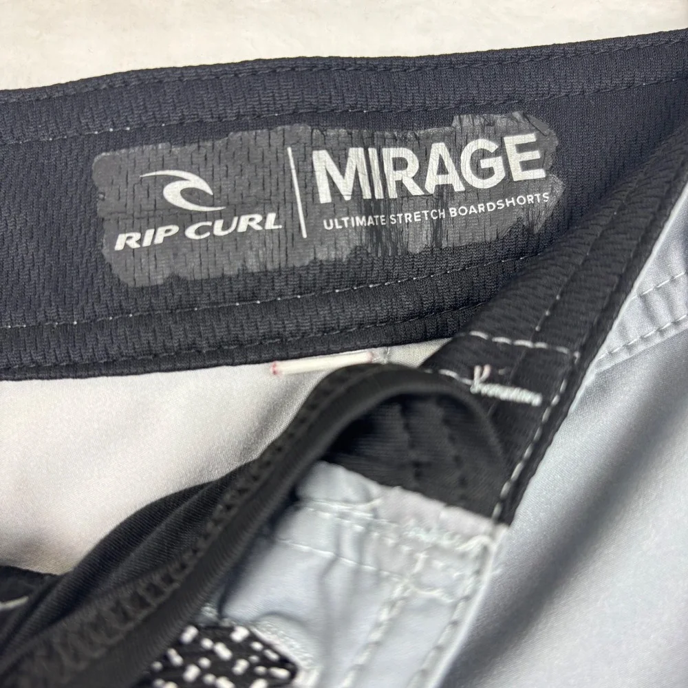 Rip Curl Mirage Mens Blue Grey Tropical Palm Leaf Stretch Boardshorts Size 33